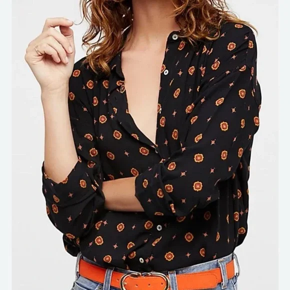 Free People Intimately Medallion Print Long Sleeve Top - Picture 1 of 5